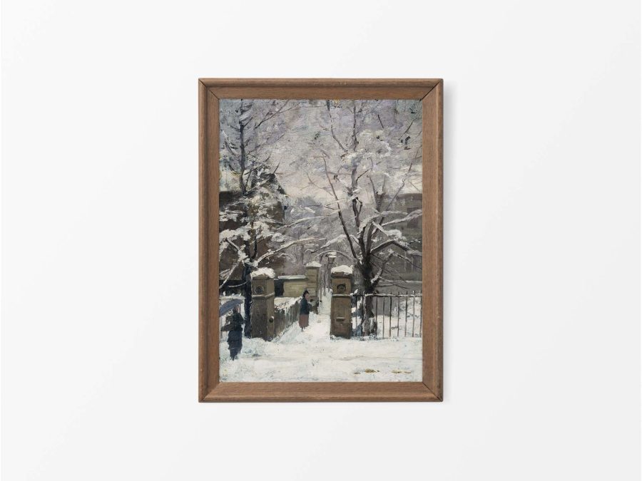 Winter Street II Vintage Art Print