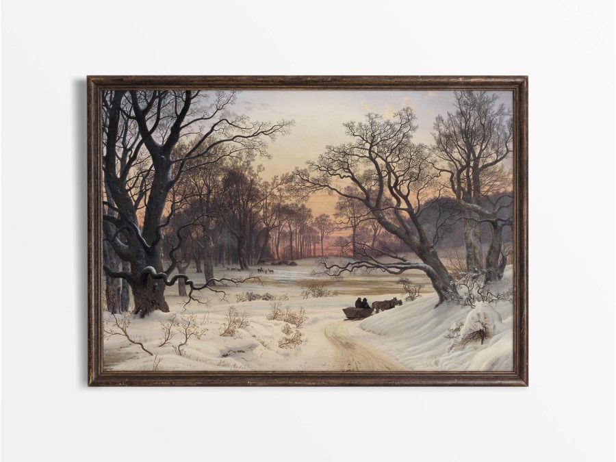 Winter Sunset II Vintage Art Print