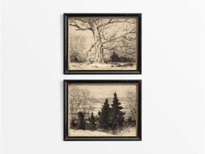 Winter Trees (Set of Two) Vintage Art Prints