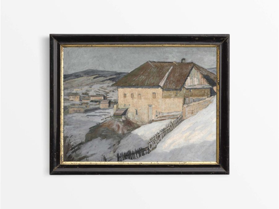 Winter Village V Vintage Art Print