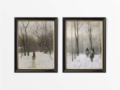 Winter Woodland (Set of Two) Vintage Art Prints