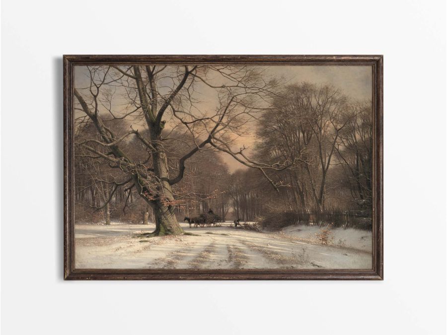 Winter Woodland Vintage Art Print