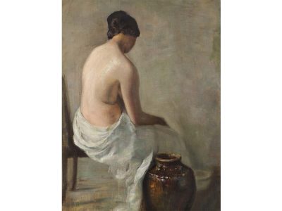 Woman Bathing Vintage Art Print