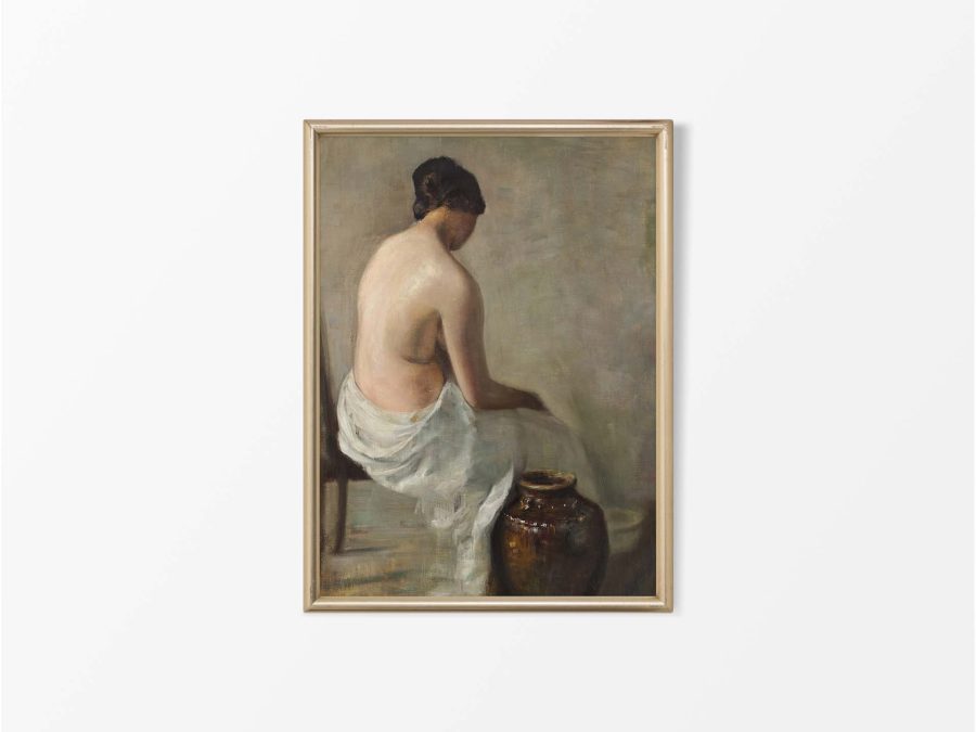 Woman Bathing Vintage Art Print