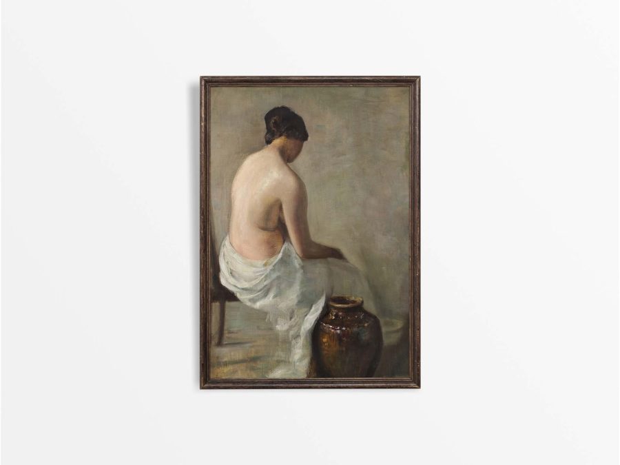 Woman Bathing Vintage Art Print