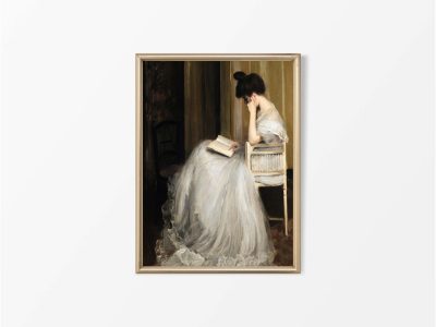 Woman Reading X Vintage Art Print