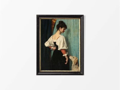 Woman with Dog Vintage Art Print