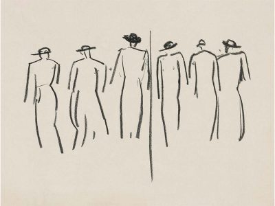 Women Walking Vintage Art Print