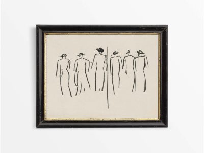 Women Walking Vintage Art Print