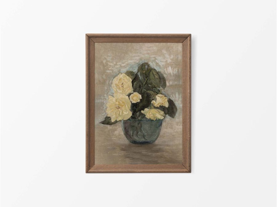 Yellow Roses II Vintage Art Print