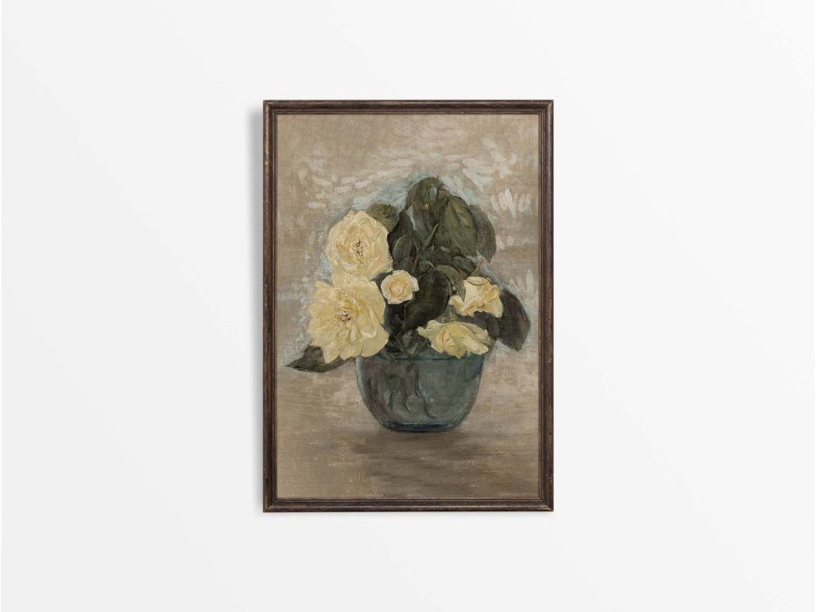 Yellow Roses II Vintage Art Print