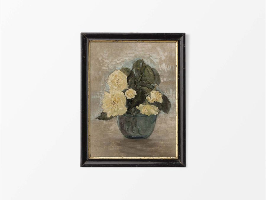 Yellow Roses II Vintage Art Print