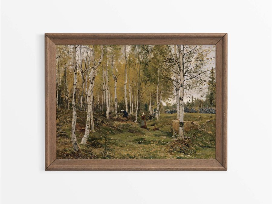 Autumn Birches Vintage Art Print