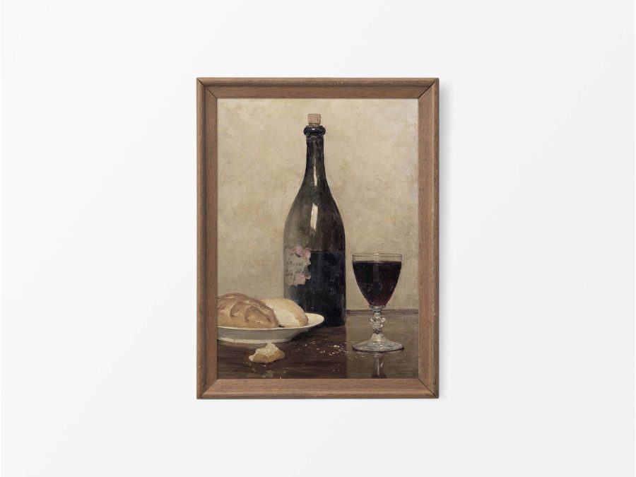 Bread and Wine Vintage Art Print