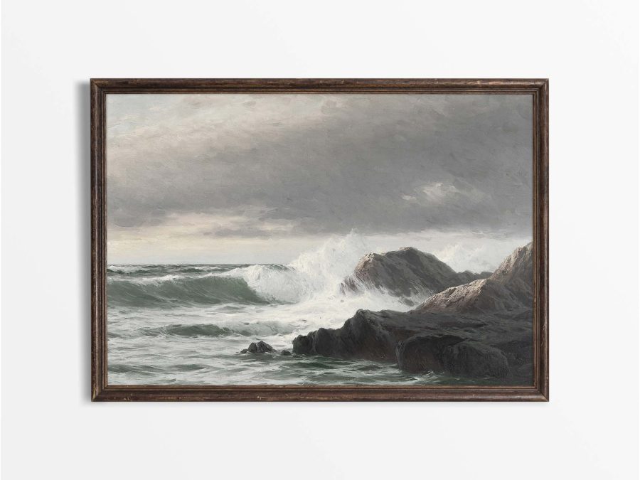 Ocean Waves Breakers Vintage Art Print