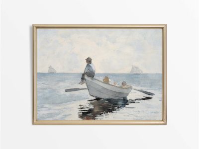 Children Rowing Vintage Art Print