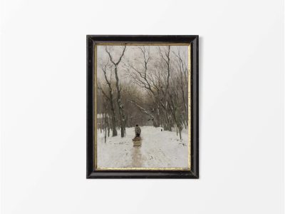 Collecting Firewood in Winter Vintage Art Print