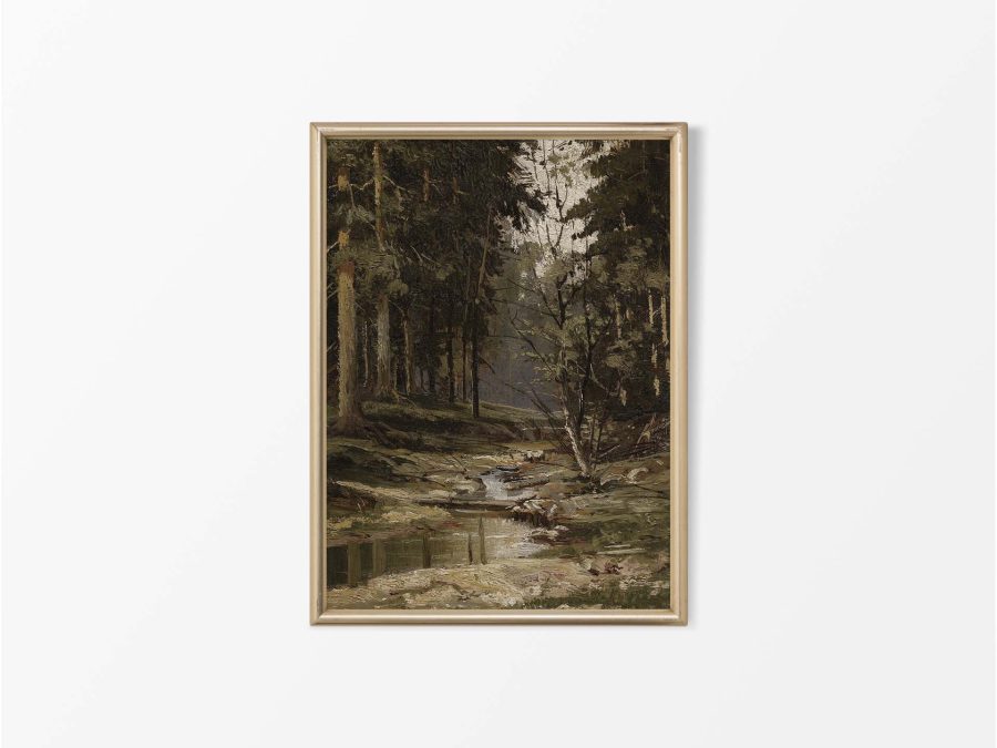 Forest Stream Vintage Art Print