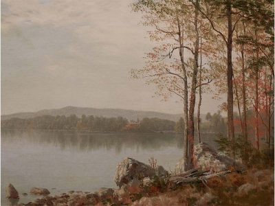 Lakeside in Autumn Vintage Art Print