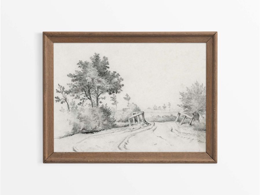 Landscape Sketch Vintage Art Print