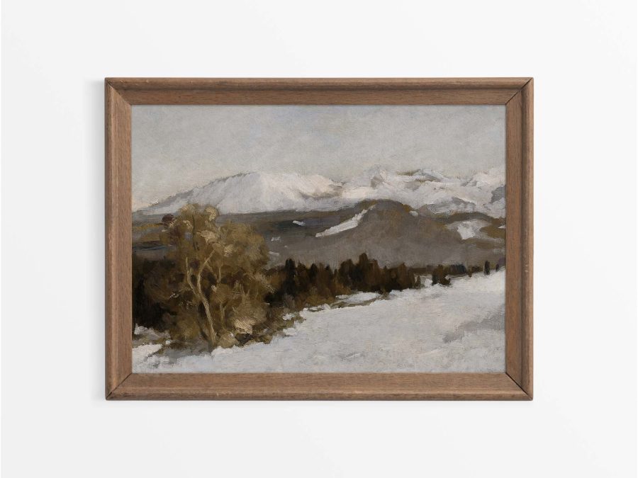 Minimalist Mountains Landscape Vintage Art Print