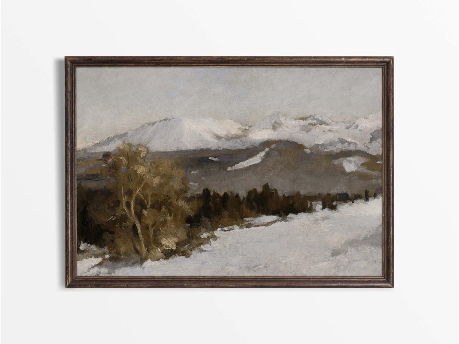 Minimalist Mountains Landscape Vintage Art Print
