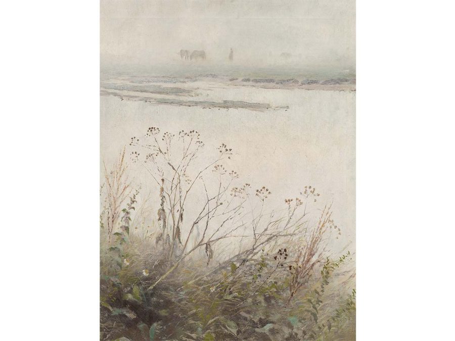 Misty Morning by River Vintage Art Print