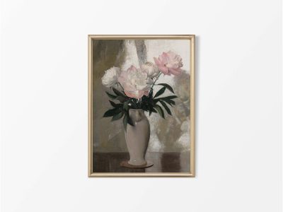Peonies Floral Still Life Vintage Art Print
