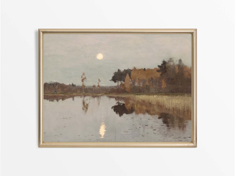 Reflections on a Lake Vintage Art Print