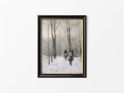 Horse Riders in the Snow Vintage Art Print