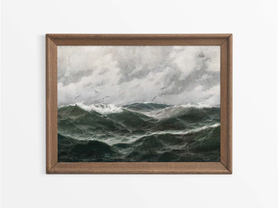 Stormy Ocean Vintage Art Print
