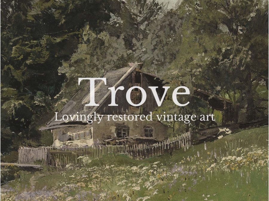 Summer Cottage Landscape Vintage Art Print