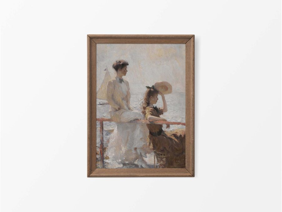 Two Women on a Summer Day Vintage Art Print