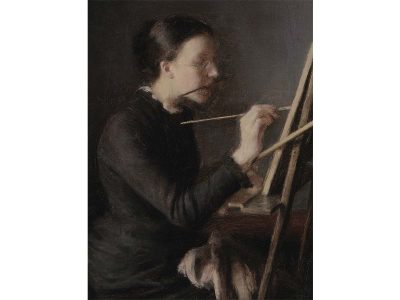 A Female Artist Painting Vintage Art Print