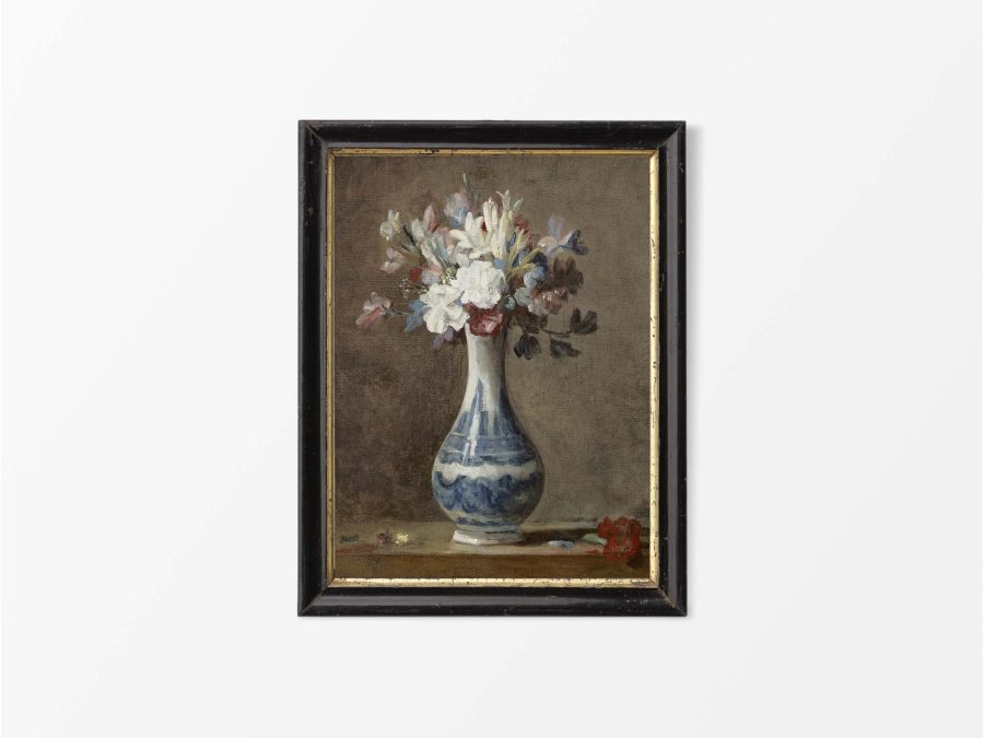 Vase of Flowers Still Life Vintage Art Print