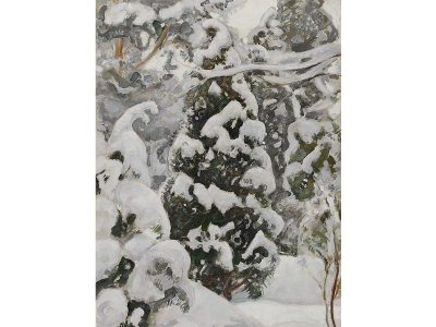 Trees in Snow Vintage Art Print