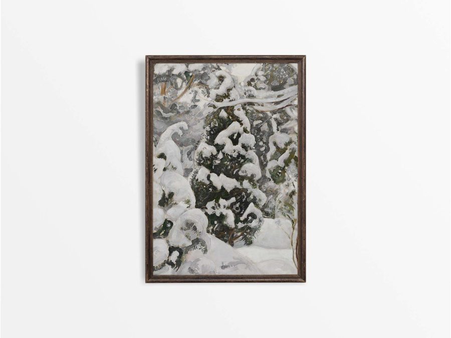 Trees in Snow Vintage Art Print