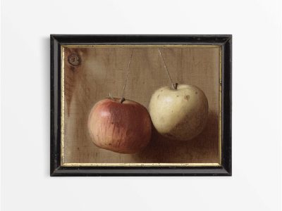 Two Apples Still Life Vintage Art Print