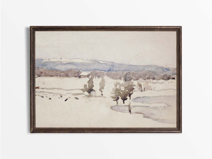 Winter Landscape Vintage Art Print