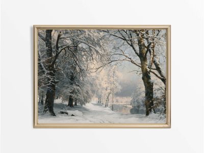 Winter River Vintage Art Print