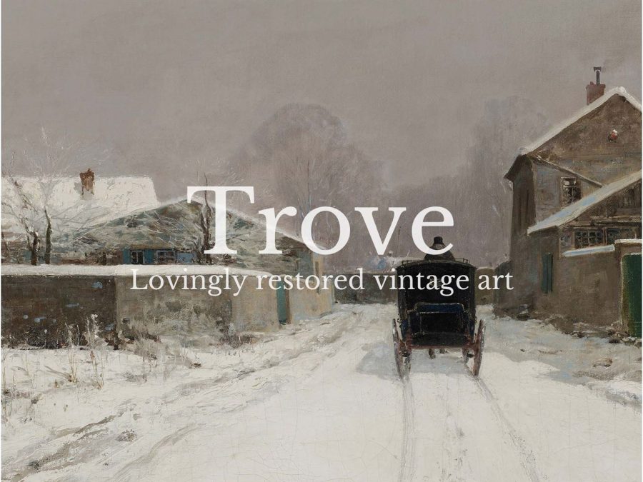 Winter Village Vintage Art Print