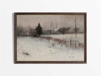 Winter Village Vintage Art Print
