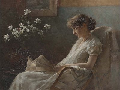 Woman Reading Vintage Art Print